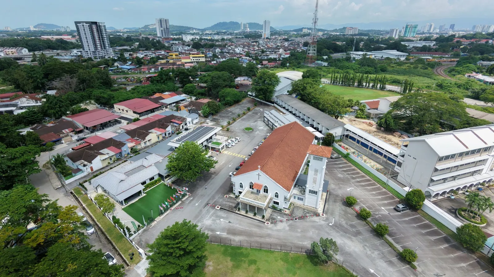 The Assumption International Secondary School campus in Bukit Mertajam, Penang mainland, from above